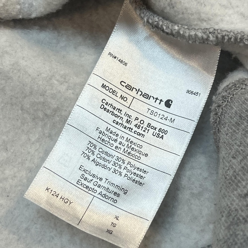 Carhartt Sweatshirt Mens XL Gray Fleece Crewneck Pullover Logo Patch Loose Fit - Picture 7 of 10